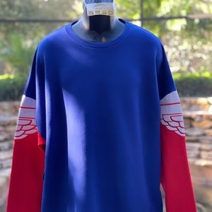 NIKE AIR JORDAN WINGS CLASSIC CREW SWEATSHIRT AO0426-455 BLUE/RED/WHITE